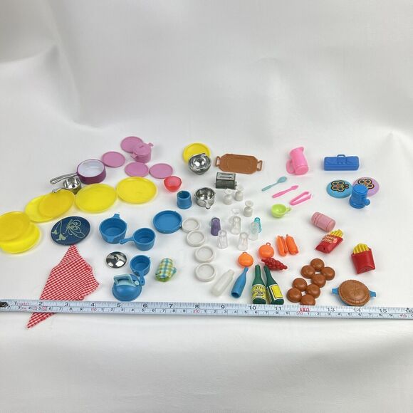Fashion Doll Accessories Some Barbie VTG Plastic Food Kitchen Cookware 50+ Piece - Picture 2 of 9